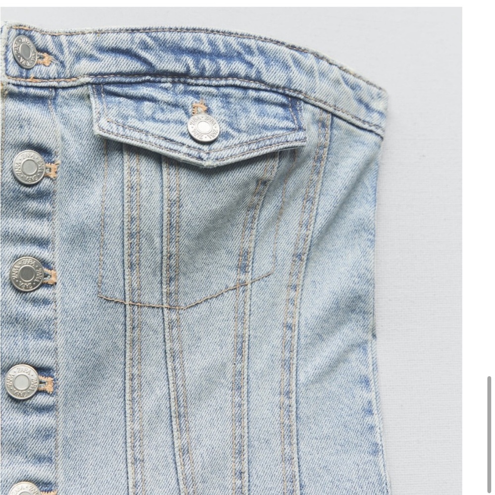 Zara denim light wash tube jumpsuit size medium - Picture 5 of 13